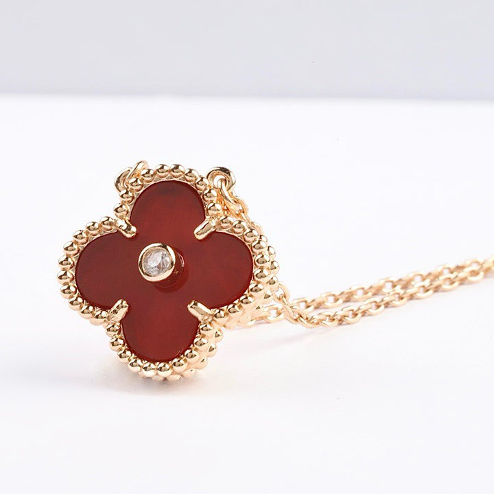 Lumi® CLOVER 15MM DIAMANT-KARNELIANSHALSKETTE