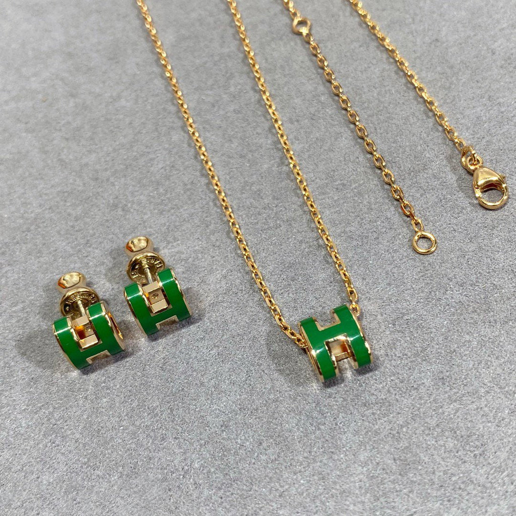 Lumi POP H GRÜNE KETTE SILBER UND GOLD