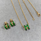 Lumi POP H GRÜNE KETTE SILBER UND GOLD