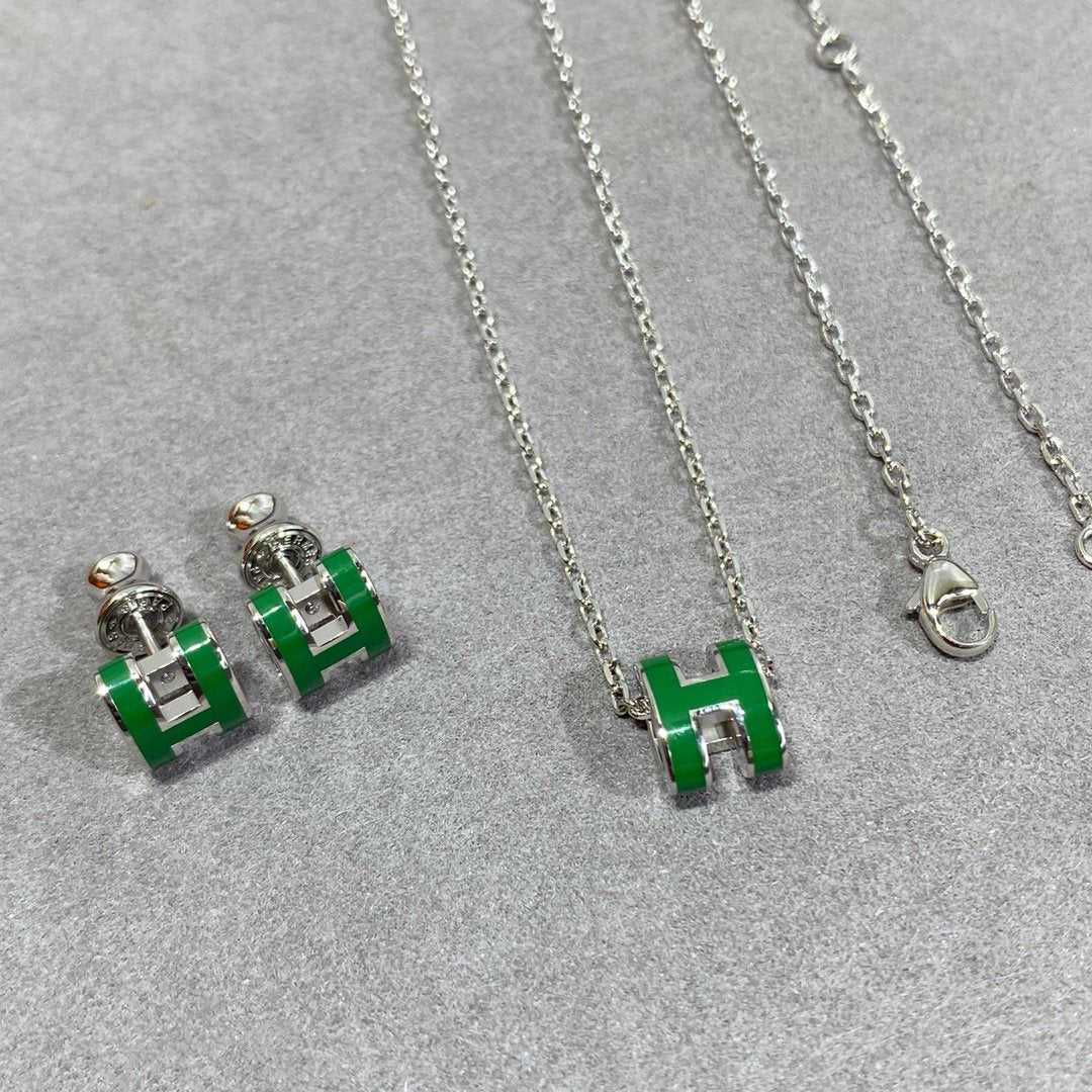 Lumi POP H GRÜNE KETTE SILBER UND GOLD