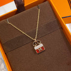 Lumi® CONSTANCE ROTER ANHÄNGER ROSÉGOLD-KETTE