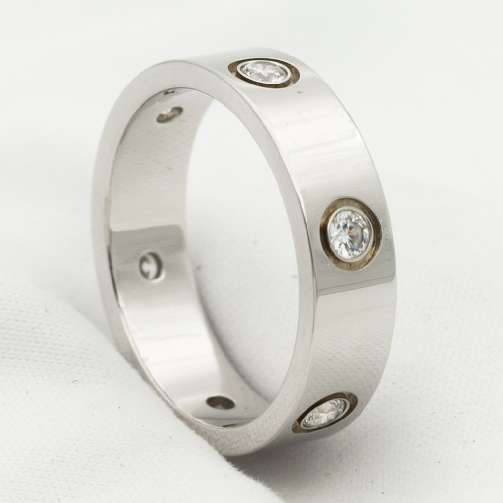 Lumi® LOVE RING 5,5 MM 6 DIAMANTEN SILBER