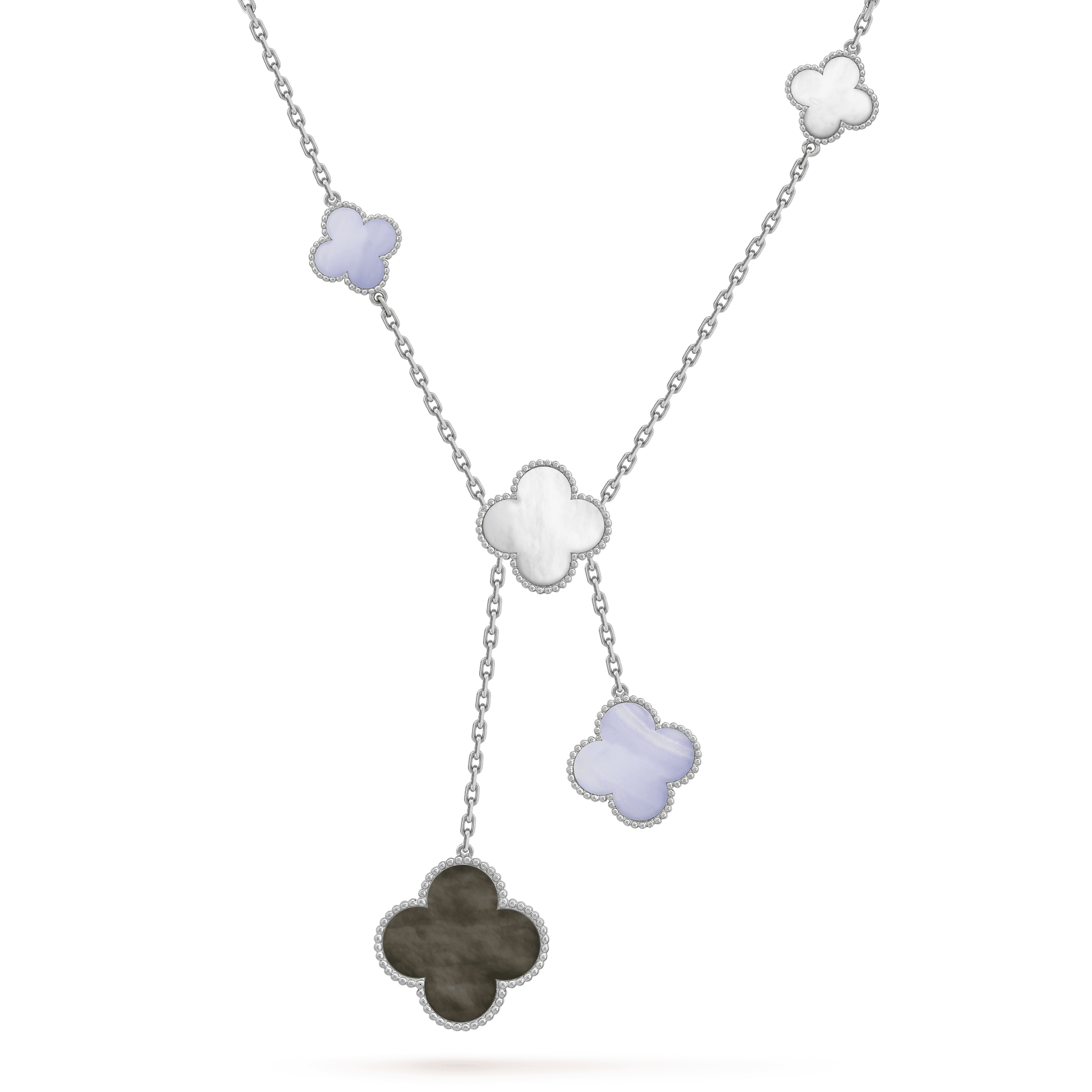 Lumi® Kleeblatt-Halskette aus Chalcedon, silber, 6 Motive 