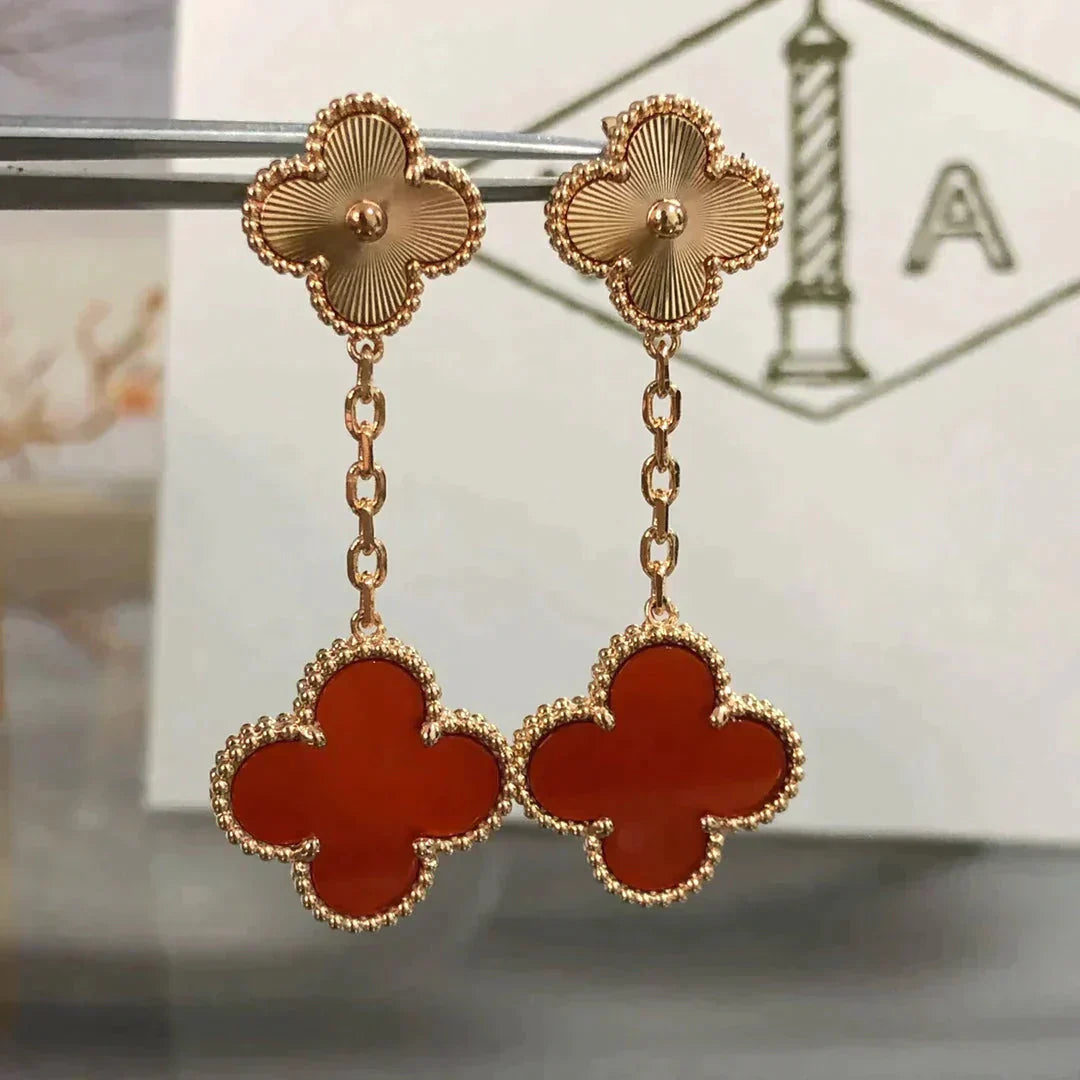 Lumi® CLOVER 2 MOTIF LASER CARNELIAN EARRINGS