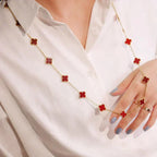 Lumi® Kleeblatt-Halskette mit 20 Motiven aus Karneol