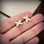 ¡®Lumi¡¯JEUX DE WHITE MOP GOLD DIAMOND EARRINGS