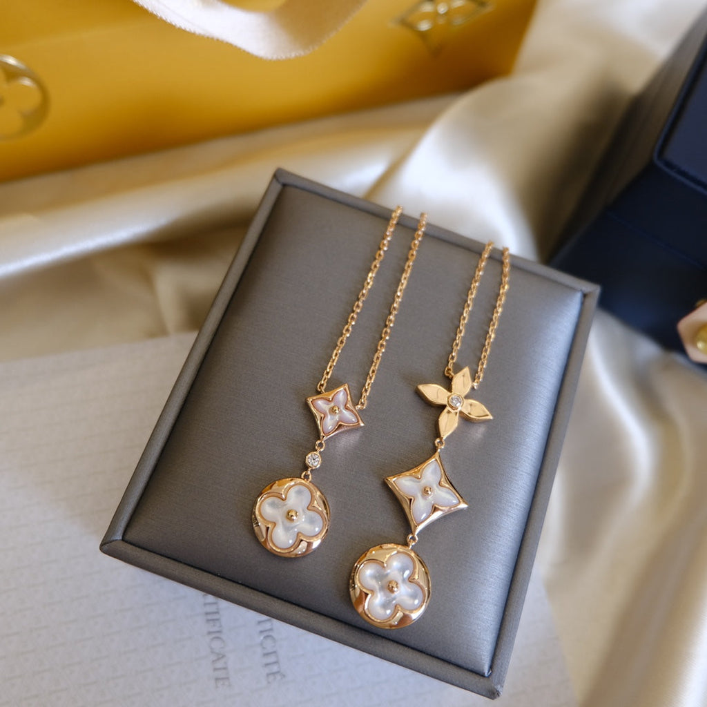 Lumi® COLOR BLOSSOM LARIAT-HALSKETTE, ROSA GOLD, WEISSES PERLMUTT UND DIAMANT