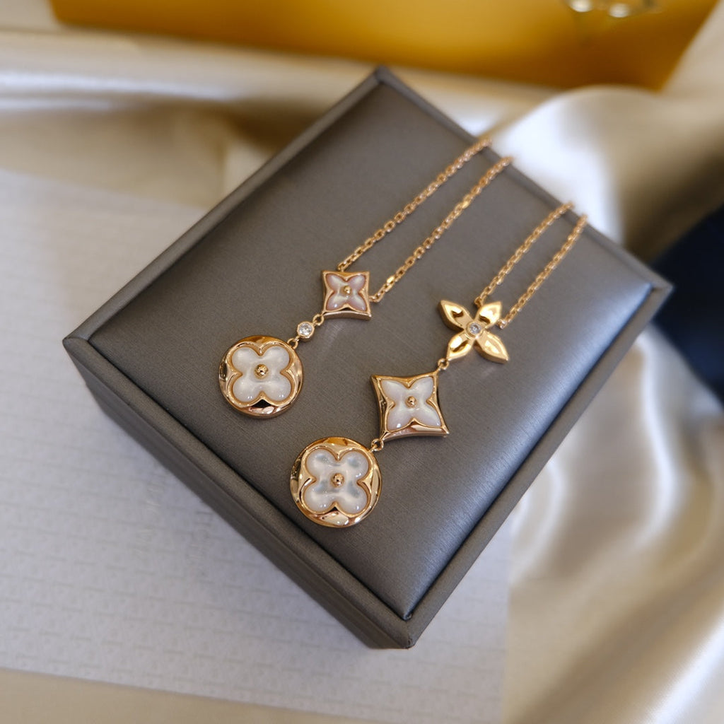 Lumi® COLOR BLOSSOM LARIAT-HALSKETTE, ROSA GOLD, WEISSES PERLMUTT UND DIAMANT
