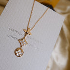 Lumi® COLOR BLOSSOM LARIAT-HALSKETTE, ROSA GOLD, WEISSES PERLMUTT UND DIAMANT