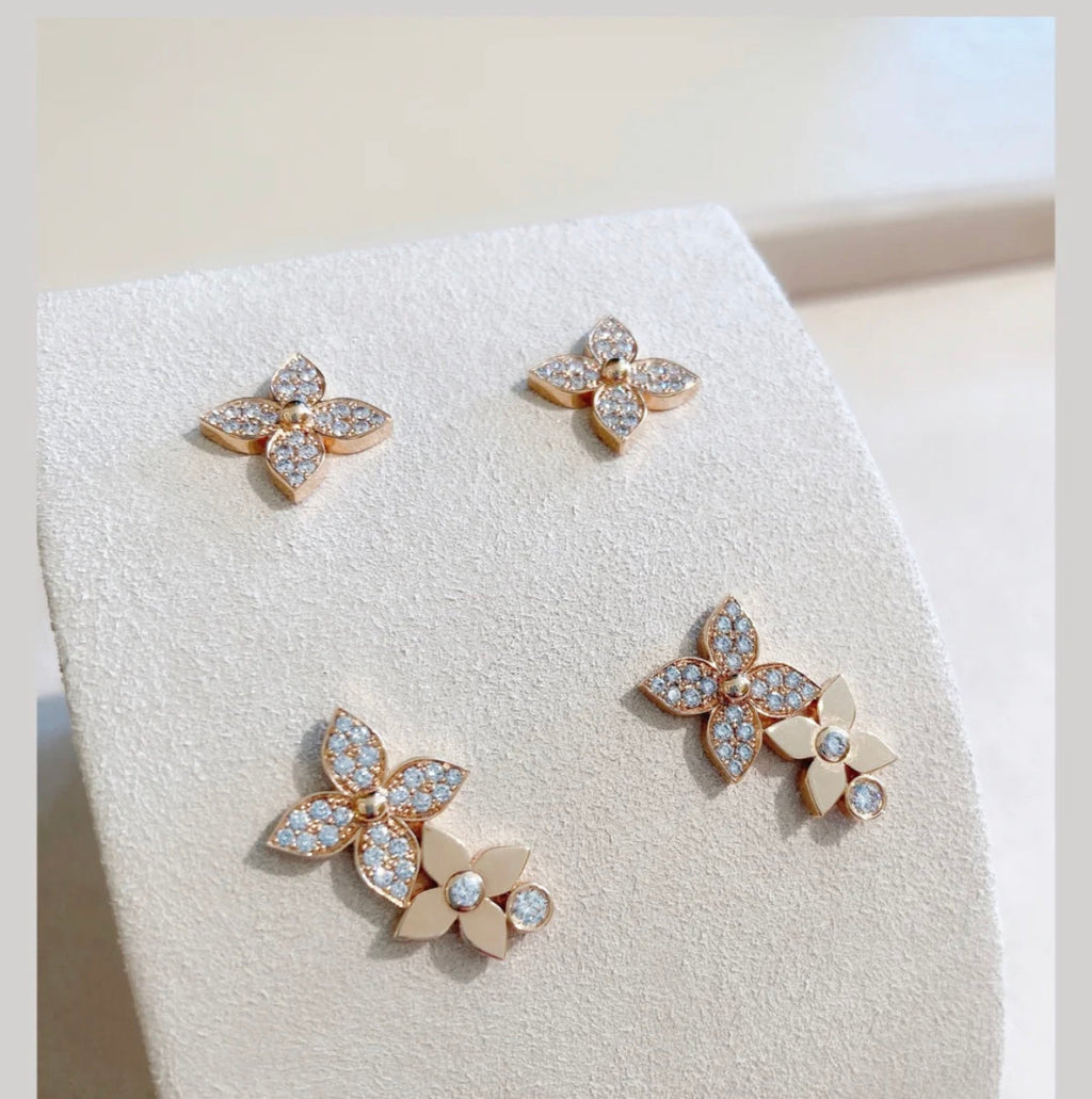Lumi® Sternblüten-Ohrstecker aus rosa Gold mit Diamanten