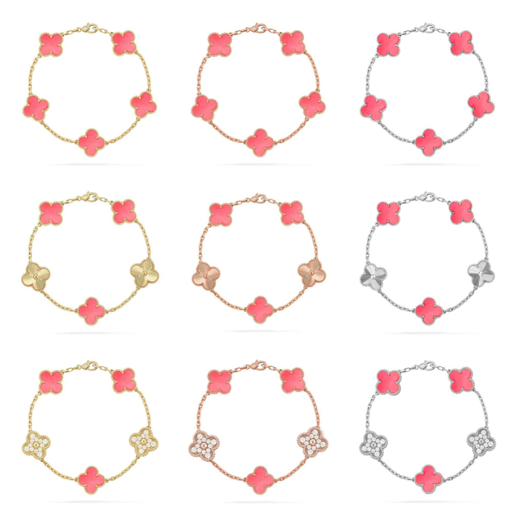 [Lumi jewelry] CLOVER 5 MOTIFS  PINK MOP BRACELET COLLECTION