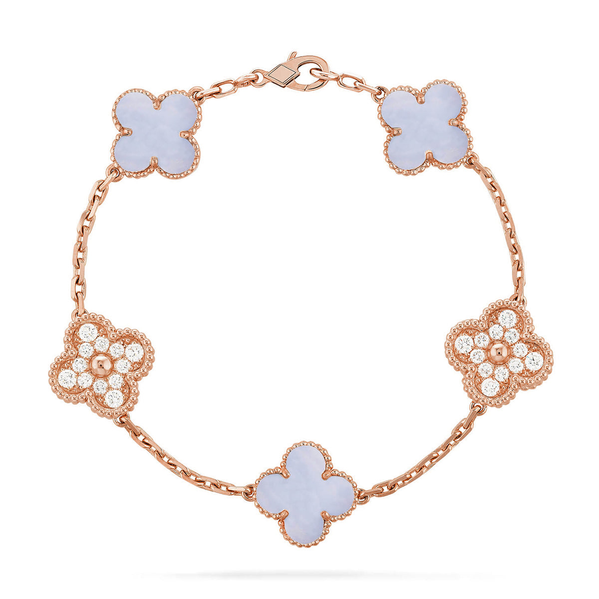 [Lumi jewelry] CLOVER 5 MOTIF PURPLE CHALCEDONY BRACELET COLLECTION