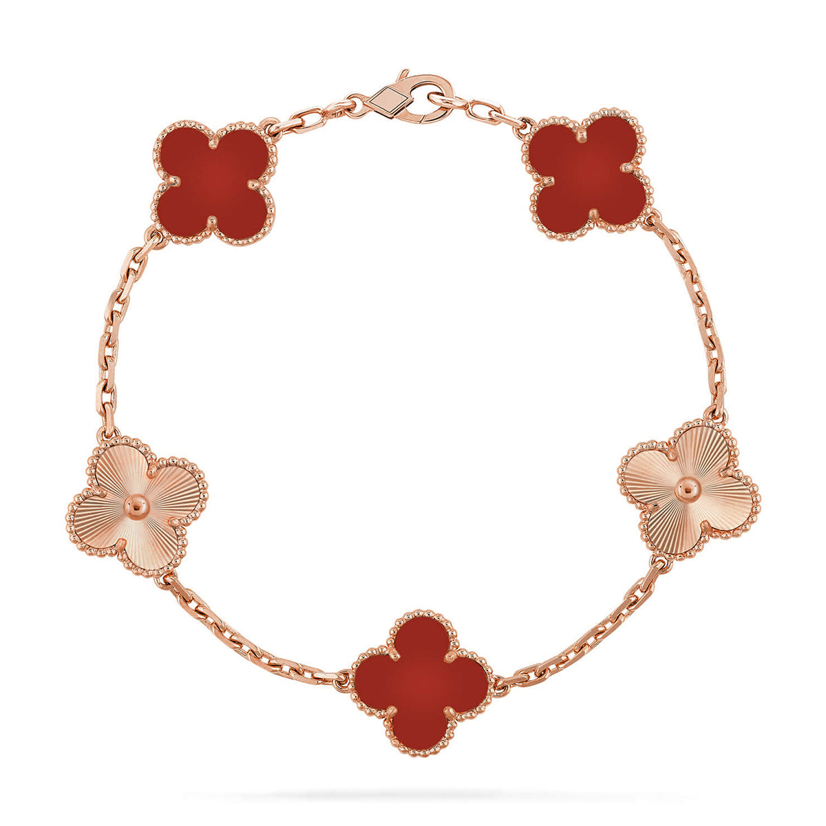 [Lumi jewelry] CLOVER 5 MOTIF RED CORNELIAN BRACELET COLLECTION