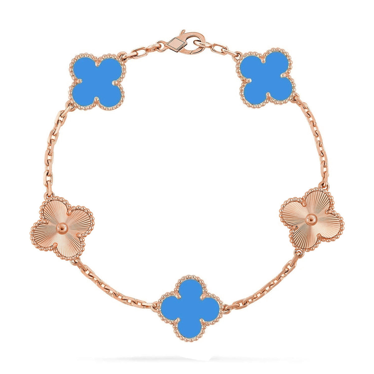[Lumi jewelry] CLOVER 5 MOTIF BLUE AGATE BRACELET COLLECTION