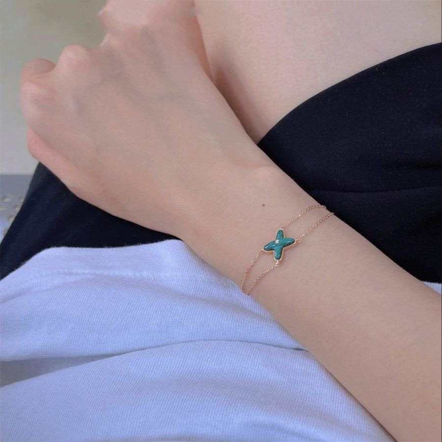 LumiJeux Armband Malachit Roségold 1 Diamant