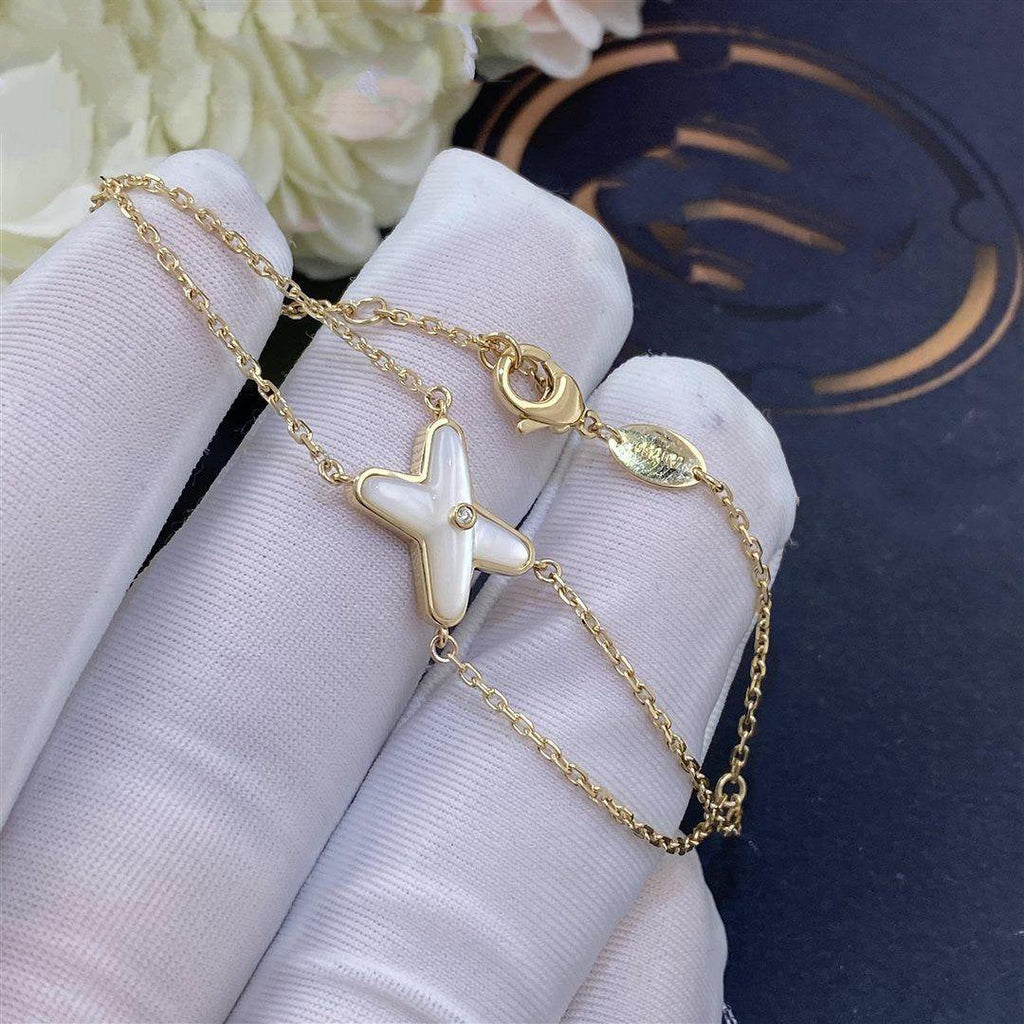 LumiJeux Armband Weiß Perlmutt Gold 1 Diamant