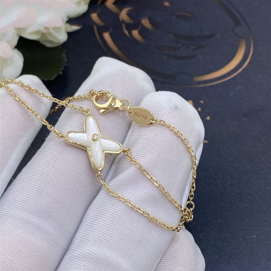LumiJeux Armband Weiß Perlmutt Gold 1 Diamant