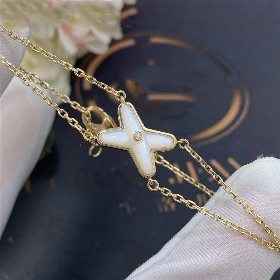 LumiJeux Armband Weiß Perlmutt Gold 1 Diamant