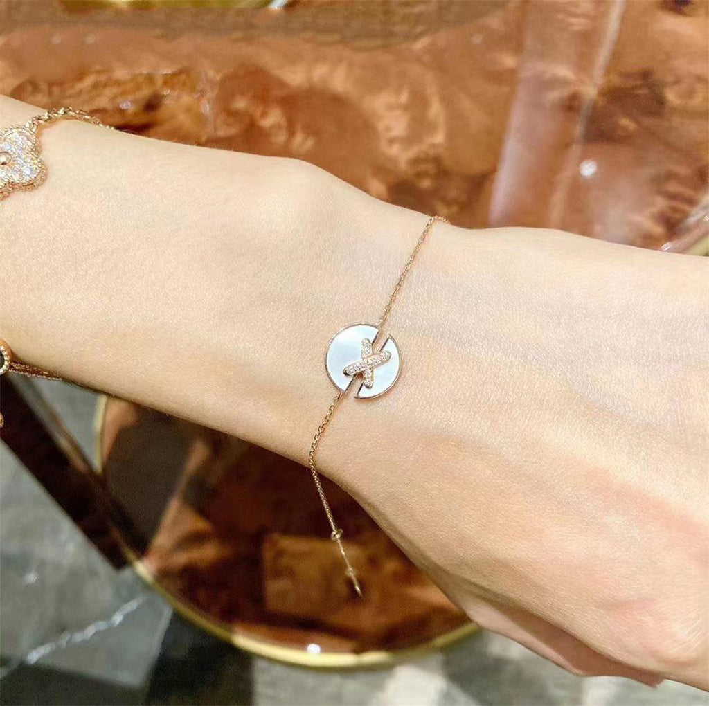 ¡®Lumi¡¯Armbänder mit Mopp-Effekt, rosa-goldenen Diamanten