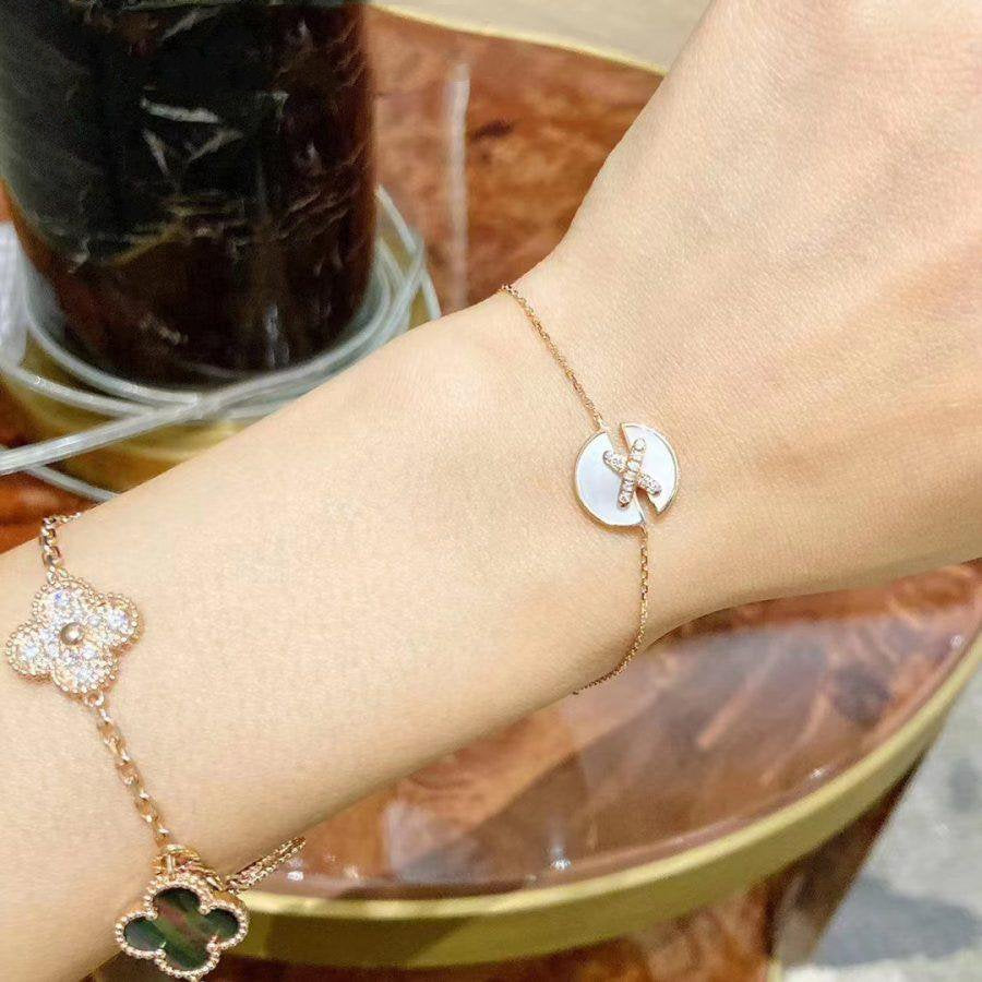 ¡®Lumi¡¯Armbänder mit Mopp-Effekt, rosa-goldenen Diamanten