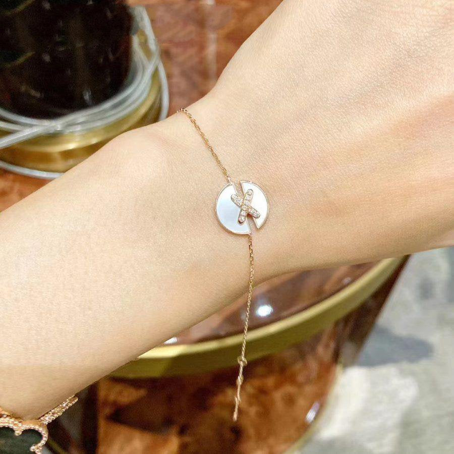 ¡®Lumi¡¯Armbänder mit Mopp-Effekt, rosa-goldenen Diamanten