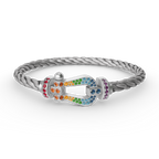 Lumi® FORC Großes Hufeisen-Armband mit farbigen Diamanten, Silber