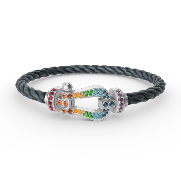 ¡®Lumi¡¯FORC LARGE HORSESHOE  COLORED DIAMOND BRACELET SILVER
