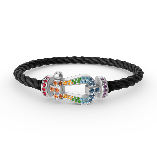 ¡®Lumi¡¯FORC LARGE HORSESHOE  COLORED DIAMOND BRACELET SILVER