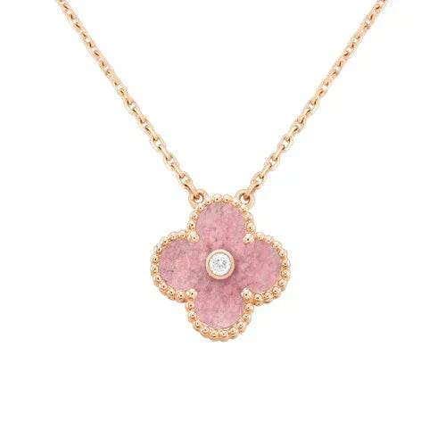Lumi® CLOVER 15MM DIAMANT-RHODONITT-HALSKETTE