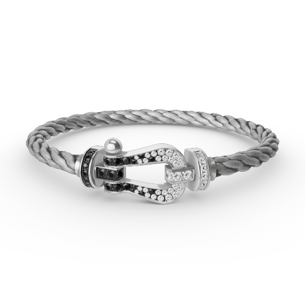 Lumi® FORCE Großes Hufeisen-Armband Schwarz Weiß Diamant Silber
