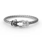 Lumi® FORCE Großes Hufeisen-Armband Schwarz Weiß Diamant Silber