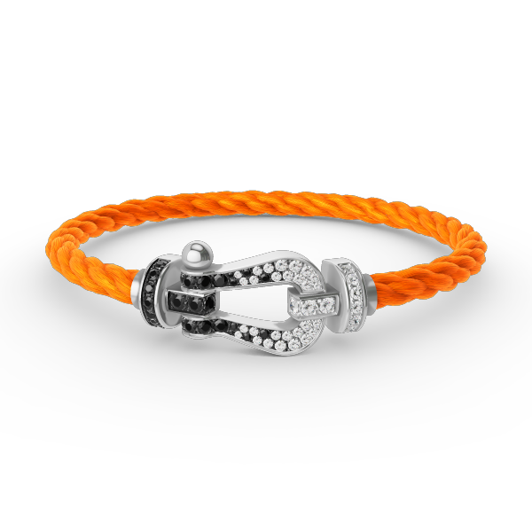 ¡®Lumi¡¯FORCE LARGE HORSESHOE BLACK WHITE DIAMOND BRACELET SILVER