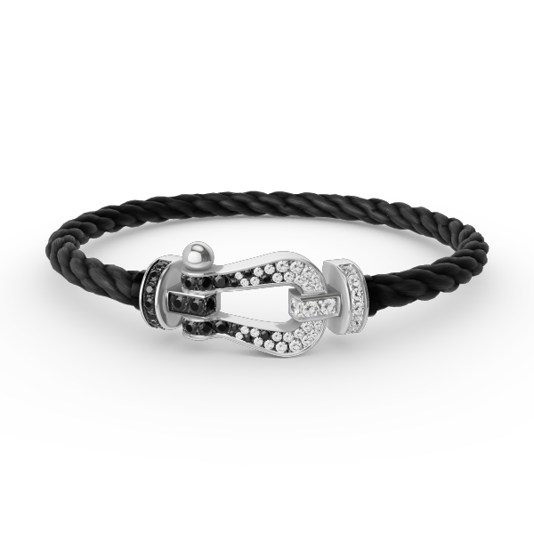 ¡®Lumi¡¯FORCE LARGE HORSESHOE BLACK WHITE DIAMOND BRACELET SILVER