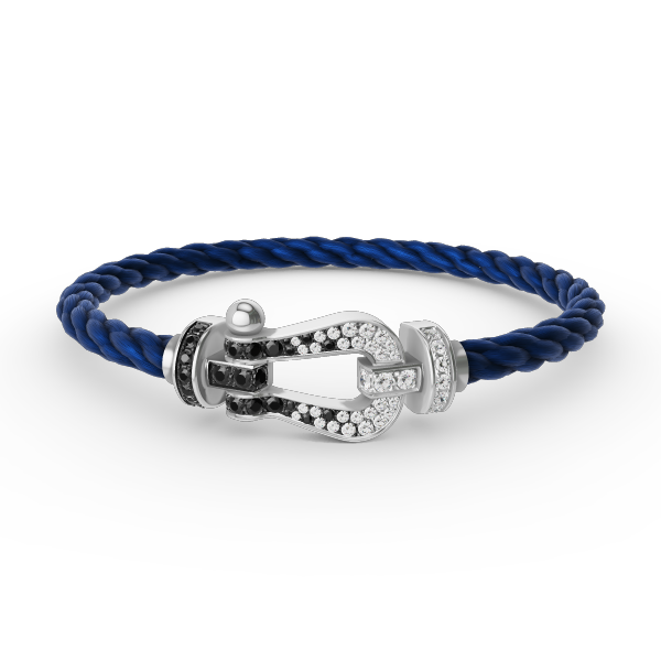 ¡®Lumi¡¯FORCE LARGE HORSESHOE BLACK WHITE DIAMOND BRACELET SILVER
