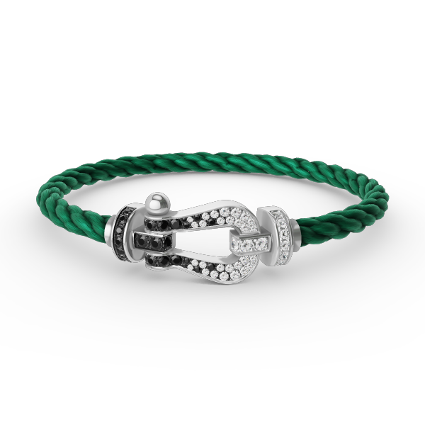 ¡®Lumi¡¯FORCE LARGE HORSESHOE BLACK WHITE DIAMOND BRACELET SILVER