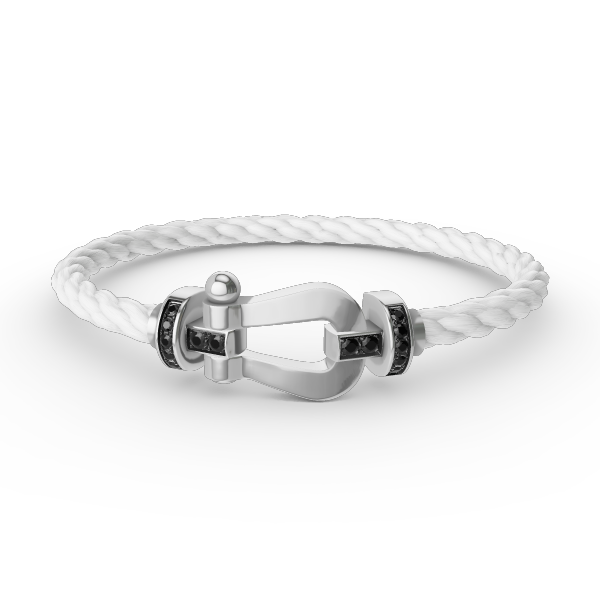 Lumi® FORCE Großes Hufeisen Schwarzes Diamantarmband Silber