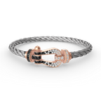 Lumi® FORCE Großes Hufeisen-Armband, schwarz-weiß, Diamanten, Roségold