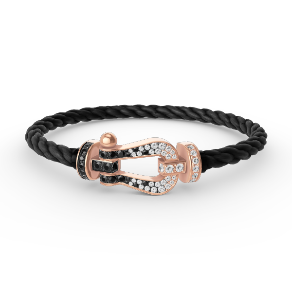 ¡®Lumi¡¯FORCE LARGE HORSESHOE BLACK WHITE DIAMOND BRACELET ROSE GOLD
