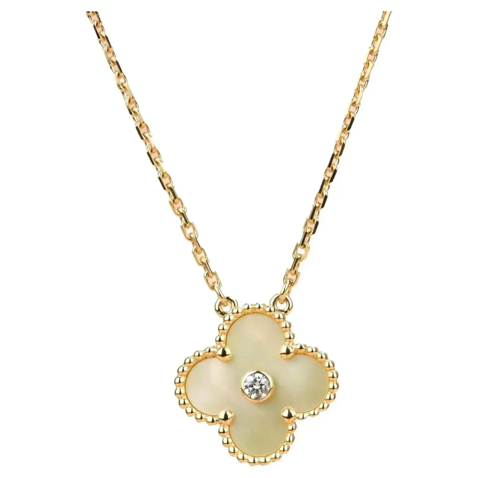 LumiClover 15mm Diamantgold Perlmutt-Halskette