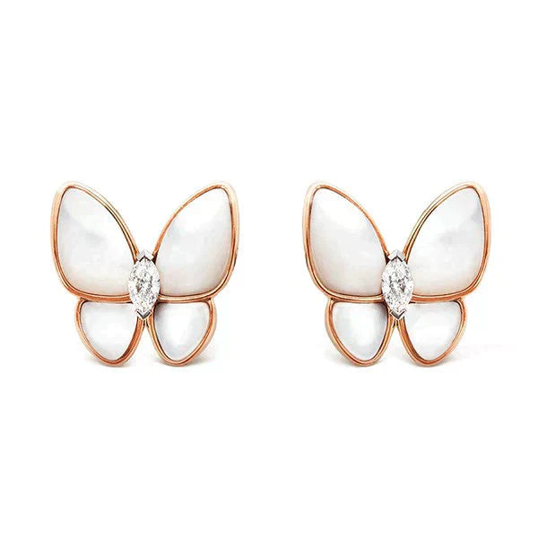 Lumi® Schmetterlings-Perlmutt-Diamantohrringe