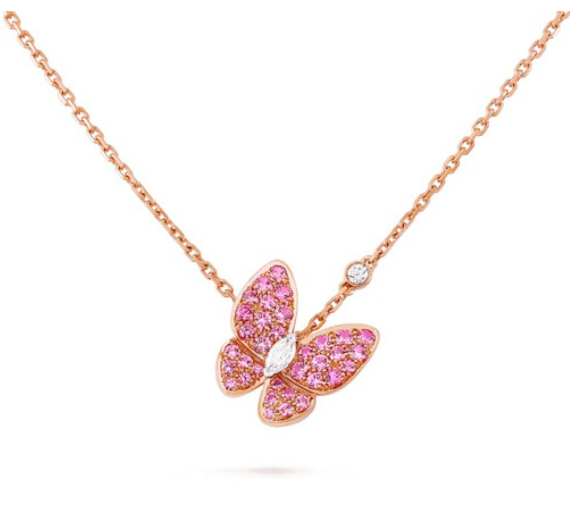 Lumi® Schmetterlings-Halskette aus rotem Diamanten in Roségold