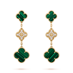 Lumi® Kleeblatt-Ohrringe, Gold, Malachit, Diamant, 3 Motive
