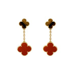 Lumi® CLOVER 2 MOTIF TIGER EYE CARNELIAN EARRINGS