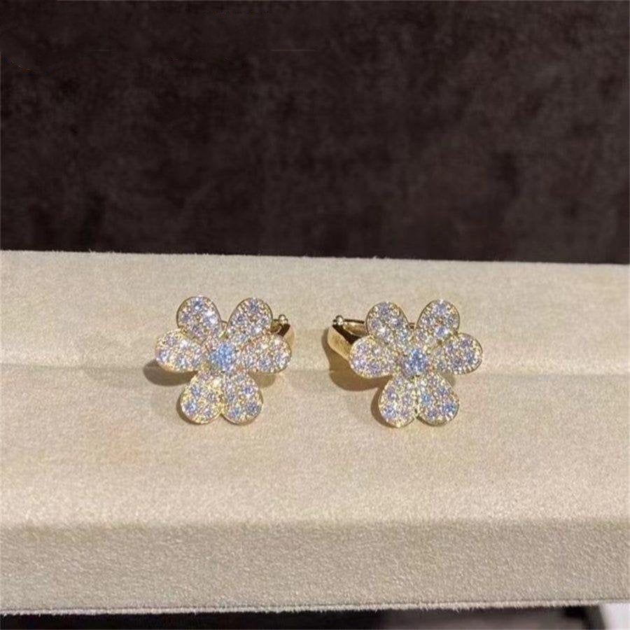 Lumi® FRIVOLE GOLDENE BLUMEN-DIAMANT-OHRRINGE 