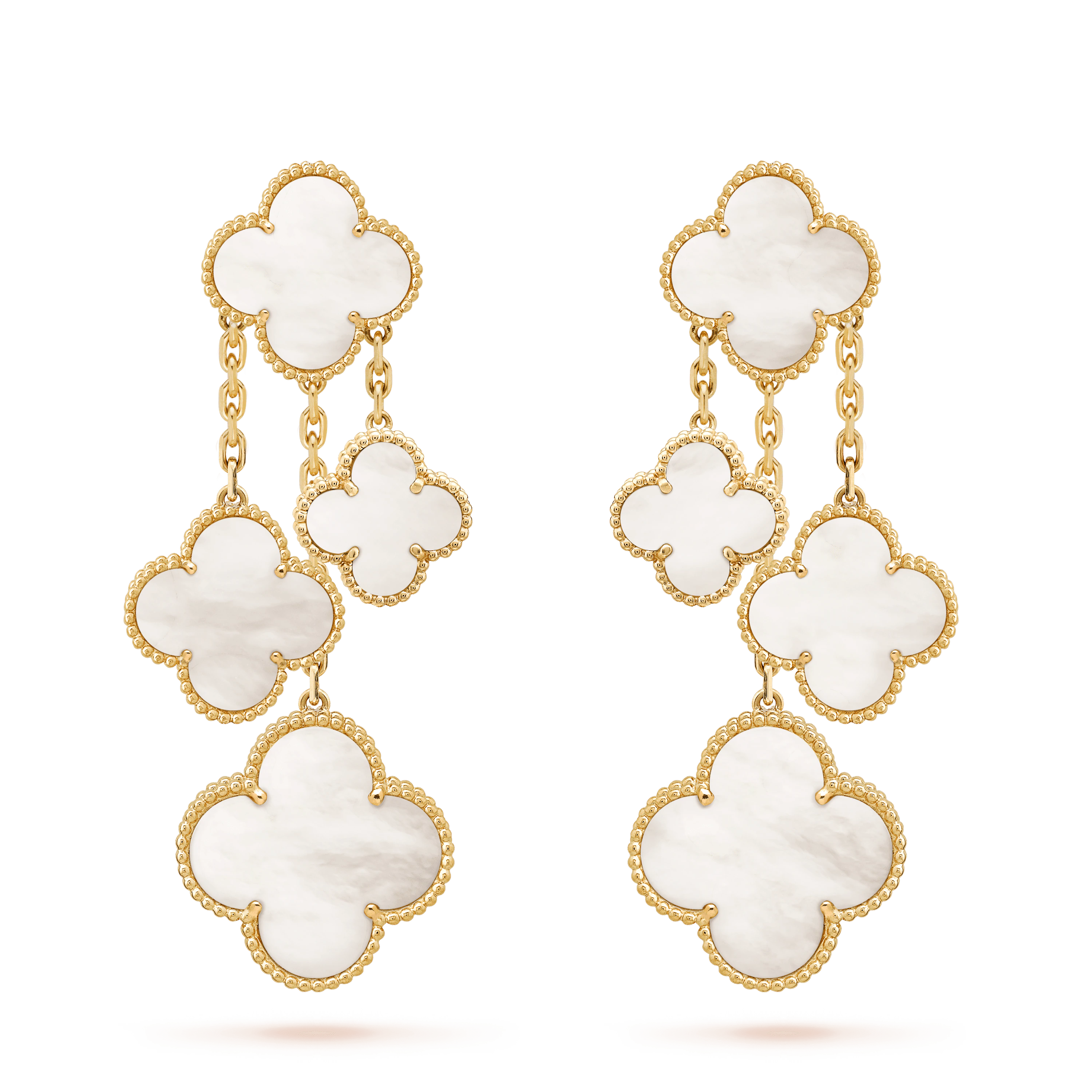 ¡®Lumi¡¯CLOVER EARRINGS WHITE MOP 4 MOTIFS GOLD