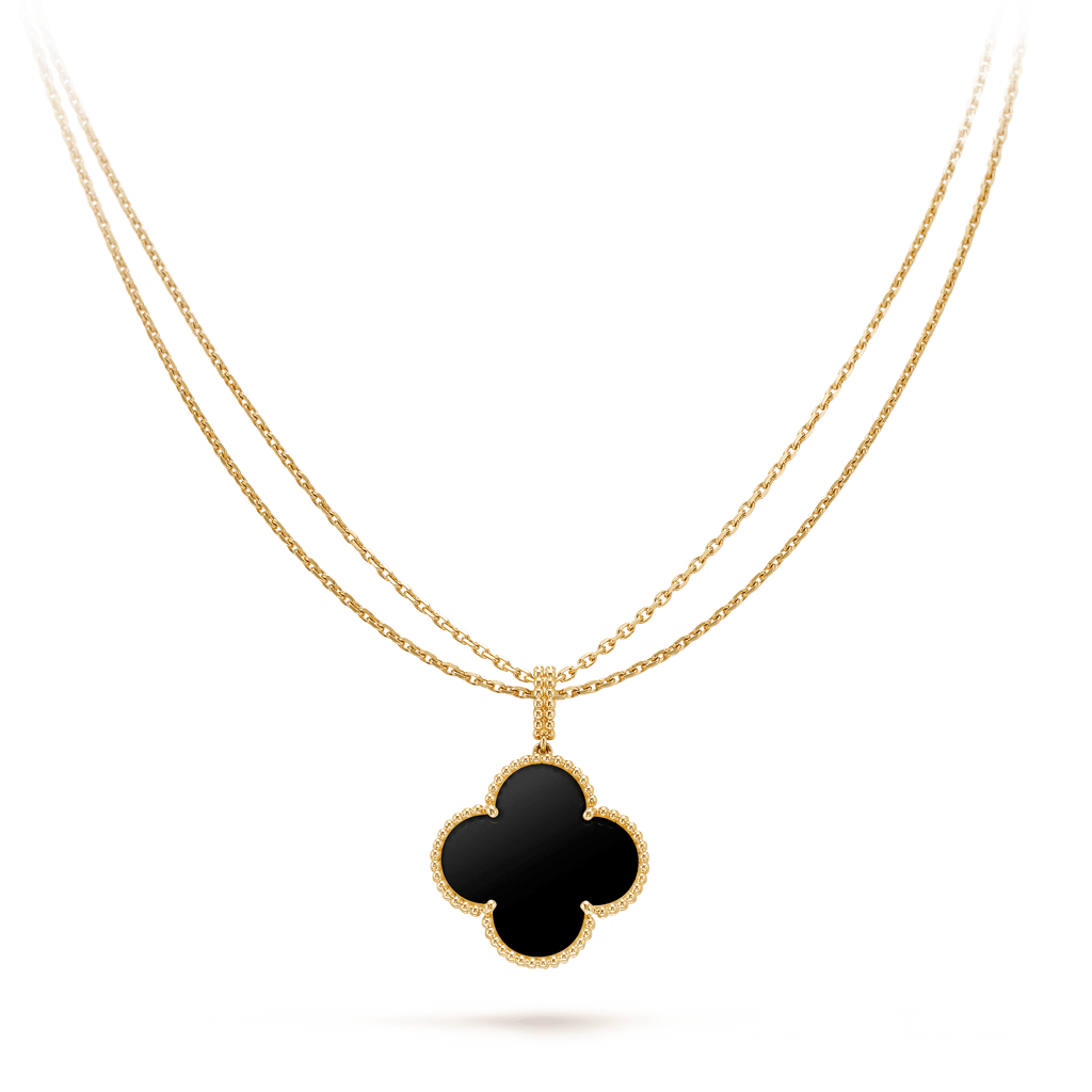 Lumi® CLOVER 25MM GOLD ONYX GROSSE KLEE-HALSKETTE