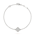 Lumi® Kleeblatt-Armband mit einzelner Blume, Silber