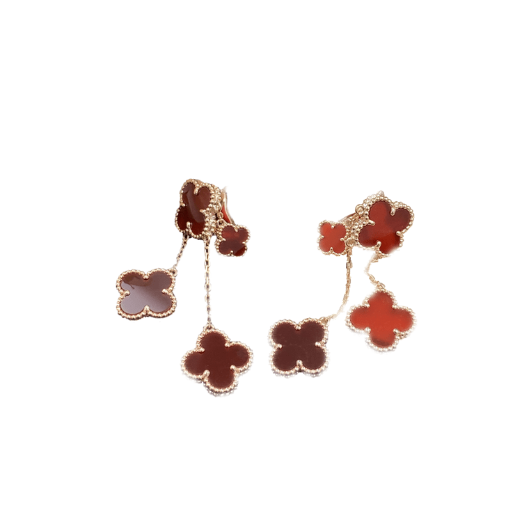 Lumi® Kleeblatt-Ohrringe, Karneol, 4 Motive, Roségold