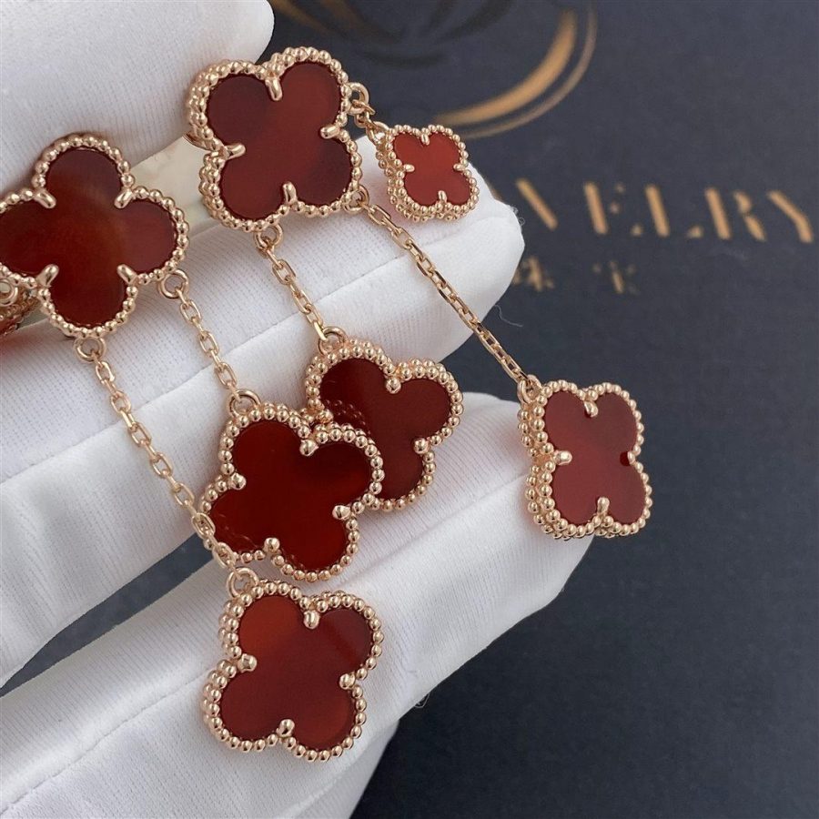 Lumi® Kleeblatt-Ohrringe, Karneol, 4 Motive, Roségold