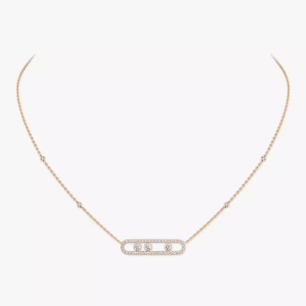 [Imperial]  Move Pave_ Rose Gold Diamond Necklace